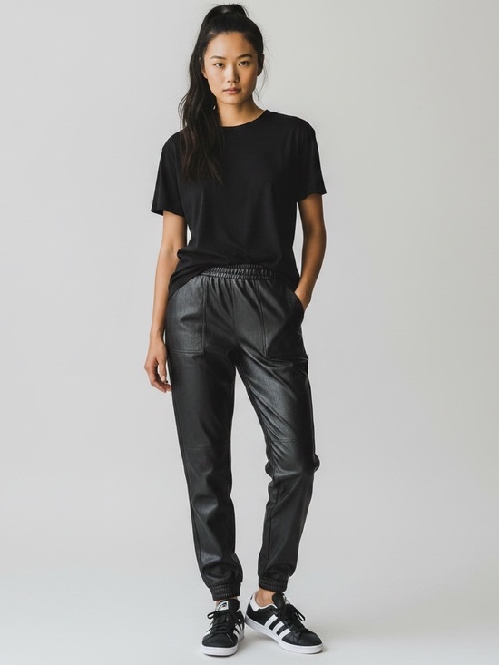 SPANX Pants - SPANX Black Faux Leather Women’s Joggers Sz. XS Like New